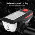 Bike Light Solar Usb Rechargeable Dual Charging Horn Lamp Waterproof Bicycle Front Headlight Flashlight red
