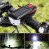 Bike Light Solar Usb Rechargeable Dual Charging Horn Lamp Waterproof Bicycle Front Headlight Flashlight red