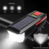 Bike Light Solar Usb Rechargeable Dual Charging Horn Lamp Waterproof Bicycle Front Headlight Flashlight red