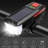 Bike Light Solar Usb Rechargeable Dual Charging Horn Lamp Waterproof Bicycle Front Headlight Flashlight red