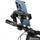 Bike Phone Mount Free Rotation Bicycle Handlebar Cell Phone Holder With 2500mAh Front Lights Spherical Compass black Handlebar with light