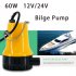 Bilge Pump  DC 12V 24V Electric Water Pump for Aquario Submersible Seaplane Motor Homes Houseboat Boats 24V