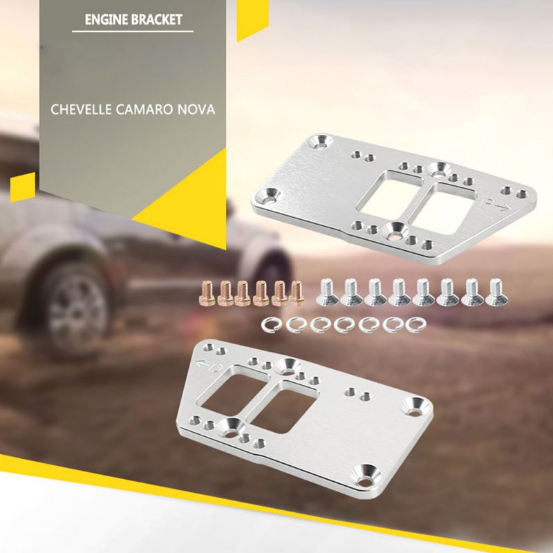 Billet Aluminum Car Motor Mount LS Adapter Plates For Chevrolet LS1 Engine Silver