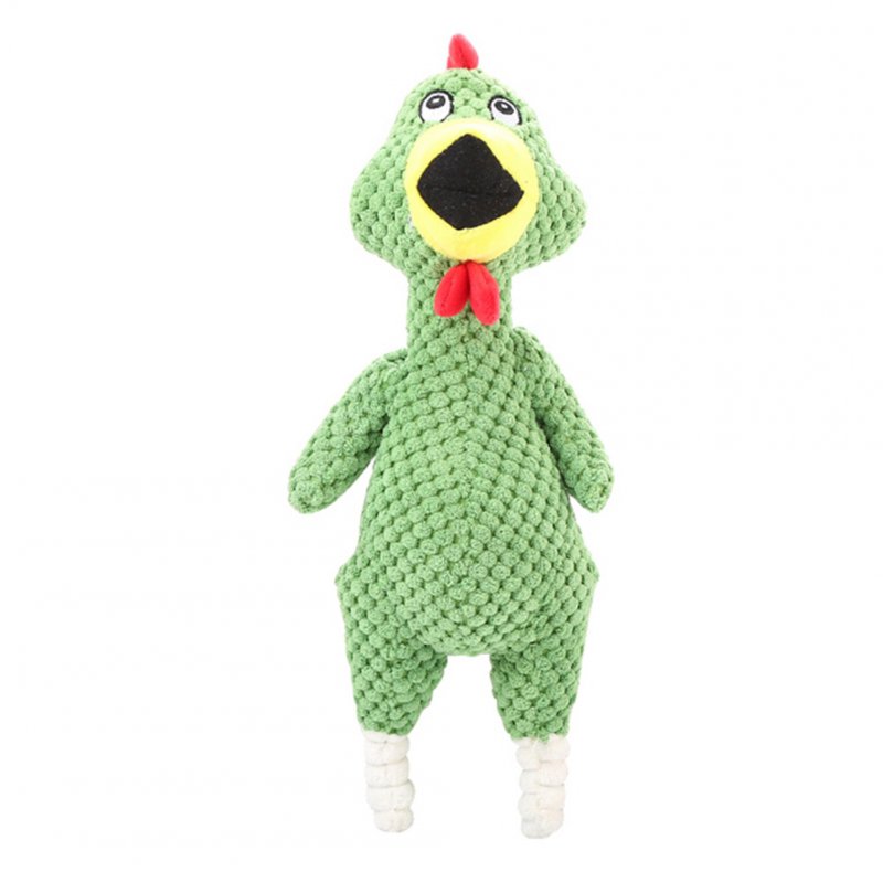 Bite-resistant Pet Squeaky Chew Toy Plush Funny Screaming Chicken Toy for Dogs green