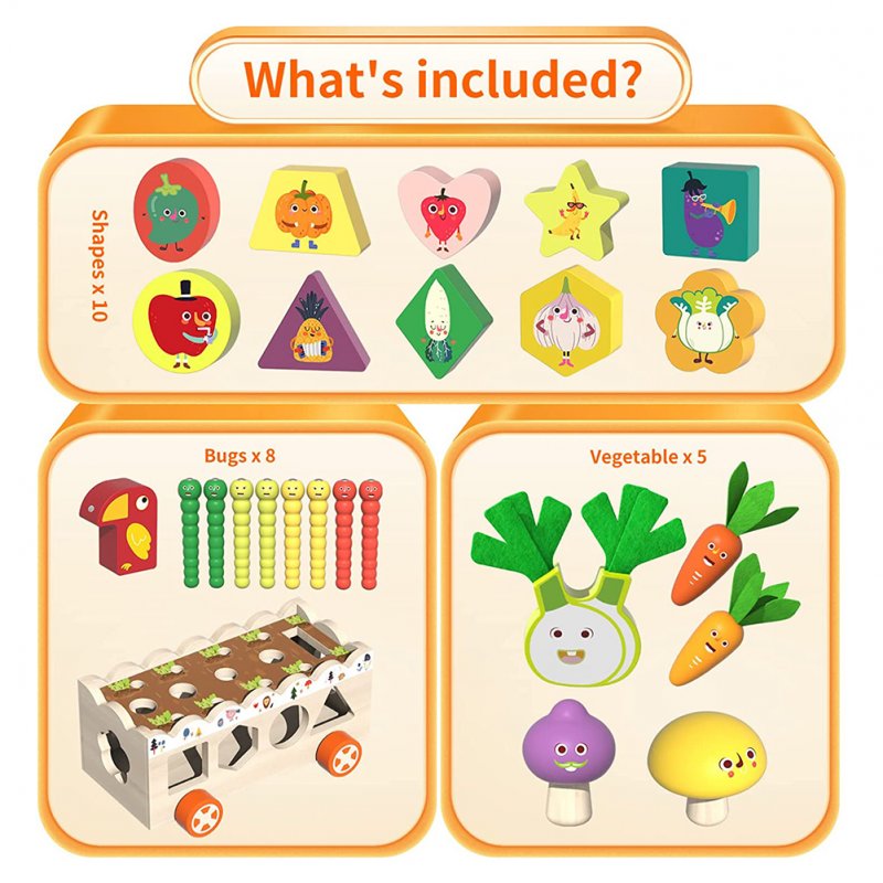 Baby Wooden Toys Multi-functional Fruits Vegetables Shape Sorting Stacking Educational Toys Gifts