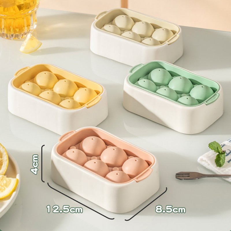 4pcs 6 Cavities Stackable Ice Mold Ice Tray Space Saving Food Grade Silicone Premium Ice Ball Maker With Lids Khaki 4pcs/pack