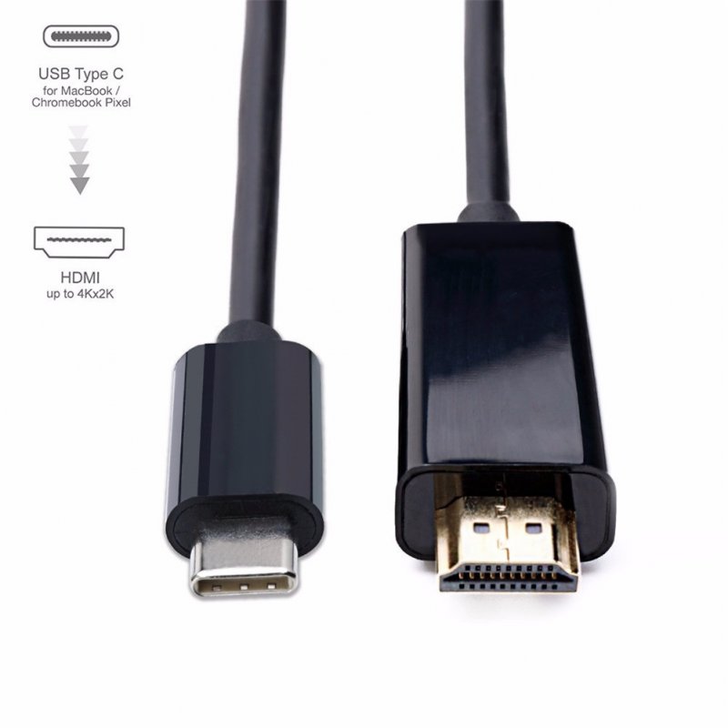 Black Type-C to HDMI 4K Adapter Cable Mobile Phone Computer Connecting Cable High Definition TV Converter 2M