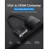 Black VGA to HDMI Converter with Audio HD Adapter Cable Computer TV Projector Video Adapter ABS 1m