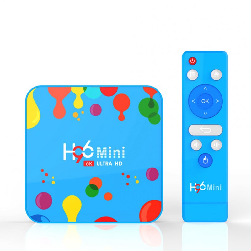 Blue H96 Mini H6 TV BOX Network Player Android 9.0 4GB+128GB 6K TV Box with Remote Control blue