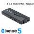Bluetooth 5 0 Adapter Audio Stereo 3 5mm Auxiliary Jack Wireless 3 in 1 Receiver with Control Button black