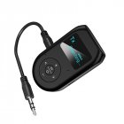 Bluetooth 5 0 Audio Receiver Transmitter with LCD Display Mic Handfrees Calling 3 5mm AUX Stereo Wireless Adapter black