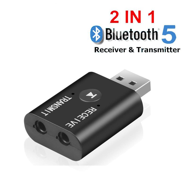 Bluetooth 5.0 Audio Transmitter Receiver Mini 3.5mm AUX USB Music Stereo Bluetooth Dongle Wireless Adapter black
