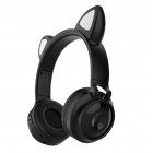 Bluetooth 5.0 Ear Headphones Foldable Stereo Wireless Set Mic LED Light Volume Control Support For Kids black