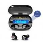 Bluetooth 5 0 Earphone Wireless Headphones Sport Handsfree Earbuds LED Wireless Stereo Waterproof Headset black