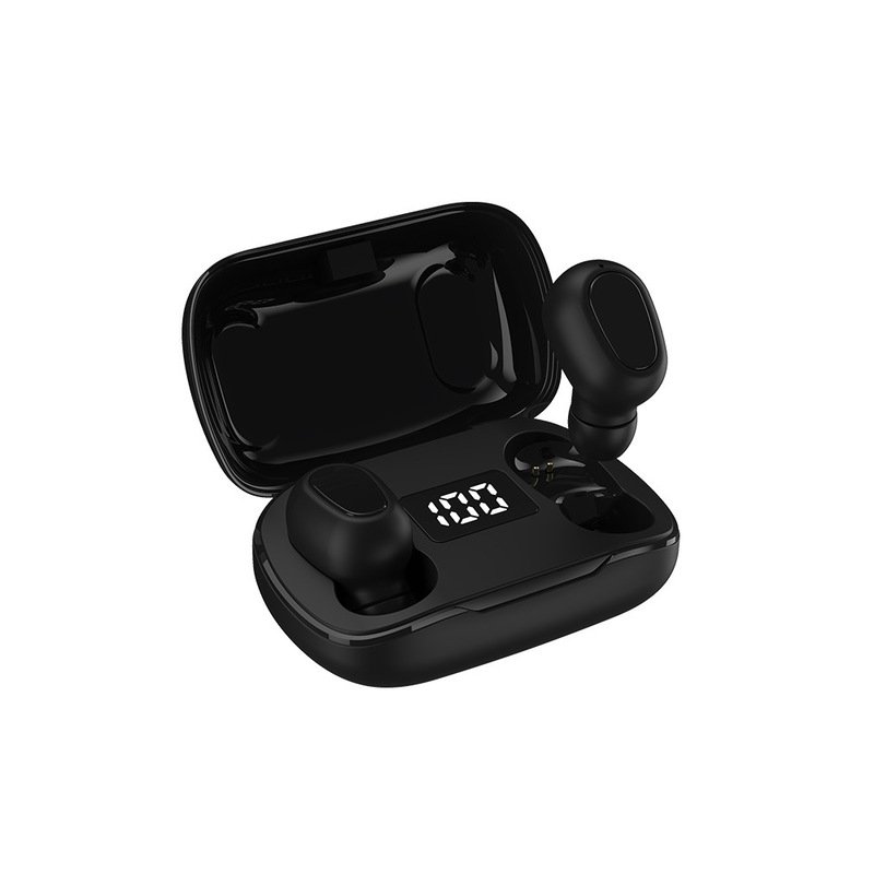 Bluetooth 5.0 Earphone Wireless LED Display L21 pro TWS Stereo Sport Waterproof Earbuds Headset black