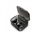 Bluetooth 5.0 Headset LED Mini TWS Wireless Earphones Earbuds Stereo Headphones black