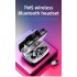 Bluetooth 5 1 Earphones 1200mAh Charging Box Wireless Headphone Sports Earbuds LED Key Clock Display Headsets  black
