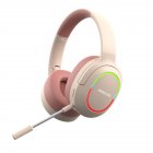 Bluetooth Head-mounted Headphones Hifi Sound Subwoofer Wireless Gaming Headset With Rgb Lighting pink