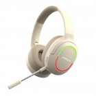 Bluetooth Head-mounted Headphones Hifi Sound Subwoofer Wireless Gaming Headset With Rgb Lighting Khaki
