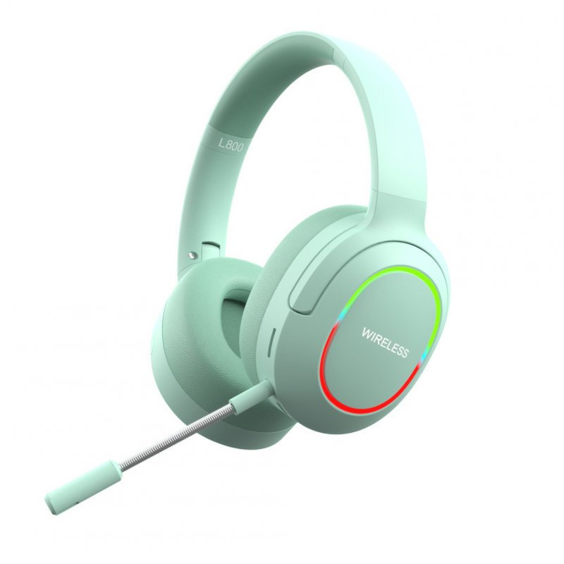 Bluetooth Head-mounted Headphones Hifi Sound Subwoofer Wireless Gaming Headset With Rgb Lighting Green