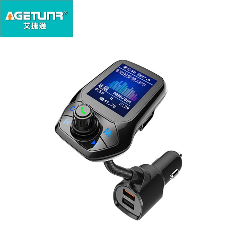 Bluetooth Music Player Car Adapter USB 3.0 Fast Charger Music FM Transmitter  black