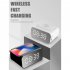 Bluetooth Speaker 15w Wireless Charging Led Alarm Clock Portable Fm Audio Black