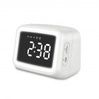 Bluetooth Speaker HD Mirror Display Led Digital Smart Alarm Clock Night Light Card FM Audio Player white