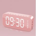 Bluetooth Speaker Mirror Multifunction Led Alarm Clock with Built in Microphone Pink