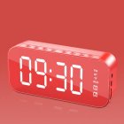 Bluetooth Speaker Mirror Multifunction <span style='color:#F7840C'>Led</span> Alarm Clock with Built-in Microphone red