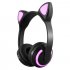 Bluetooth Stereo Cat Ear Headphones Flashing Glowing Cat Ear Headphones Gaming Headset Earphone with 7 Colors LED Light Cat ears 