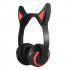 Bluetooth Stereo Cat Ear Headphones Flashing Glowing Cat Ear Headphones Gaming Headset Earphone with 7 Colors LED Light Cat ears 