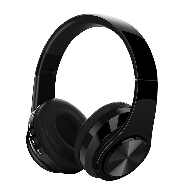 Bluetooth V5.0 Headset Sports Folding Support For Plug-in Card Head-mounted Wireless Headphone black
