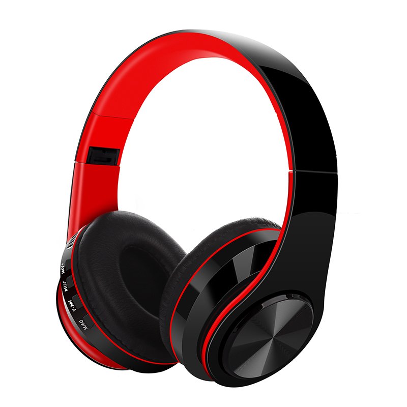 Bluetooth V5.0 Headset Sports Folding Support For Plug-in Card Head-mounted Wireless Headphone red