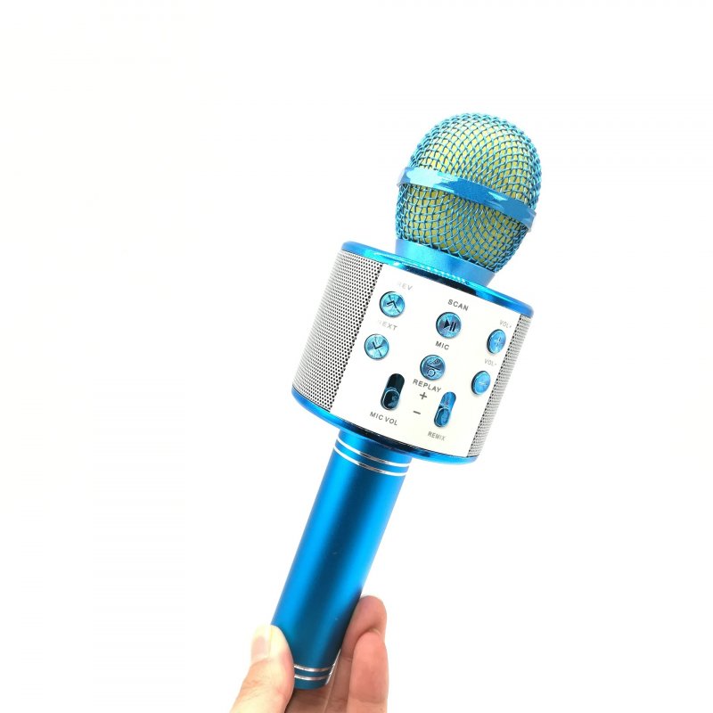 Bluetooth Wireless Condenser Magic Karaoke Microphone Mobile Phone Player MIC Speaker Record Music blue_Ws858