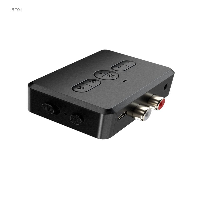 Bluetooth-compatible 5.0 Adapter Receiver Transmitter 2-in-1 Stereo Rca Aux Bluetooth-compatible Receiver black