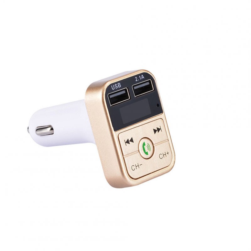 Bluetooth-compatible 5.0 Fm Car  Transmitter Wireless Audio Receiver Hands-free Calling 2.1a Mp3 Player Dual Usb Fast Charger gold