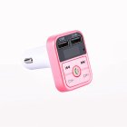 Bluetooth-compatible 5.0 Fm Car  Transmitter Wireless Audio Receiver Hands-free Calling 2.1a Mp3 Player Dual Usb Fast Charger pink