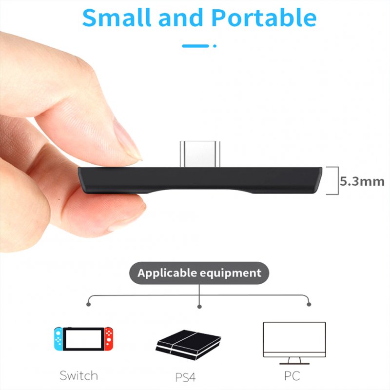 Bluetooth-compatible 5.0 Transmitter  Adapter Aptx Low Latency Compatible Wireless Headphones Black
