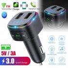 Bluetooth-compatible Car Usb Charger Fm Transmitter Radio Adapter Mp3 Player Colorful Light Qc3.0 Fast Charge black