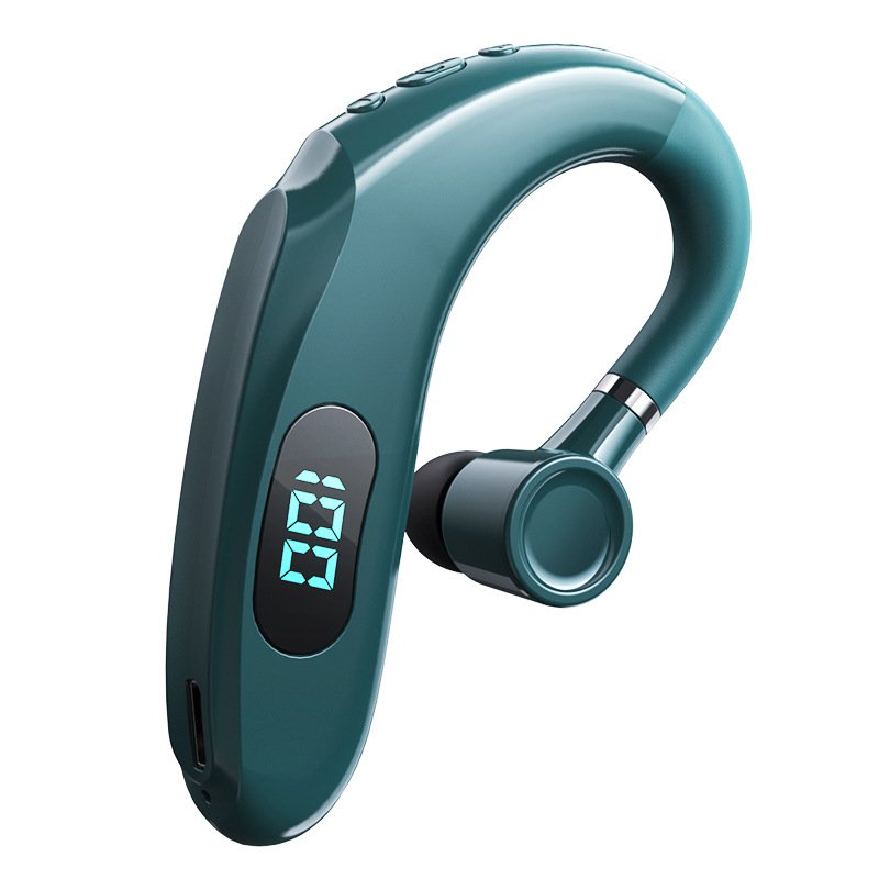 Bluetooth-compatible Headset Digital Display Sports Earhook Stereo Long Standby Wireless Headphones Green
