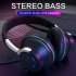 Bluetooth compatible Headset RGB Bass Stereo Retractable Folding Design Wireless Headset White
