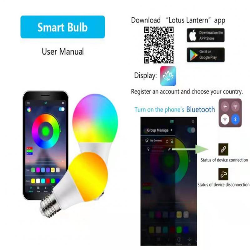 Bluetooth-compatible Smart Light Bulb Voice Control E27 3000k-6500k Bulb Compatible With Alexa Google Assistant Smart Life App 5w Bluetooth-compatible