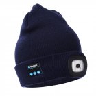Bluetooth-compatible Headphone  Hat Led Light Outdoor Traveling Luminous Knitted Hat Navy blue