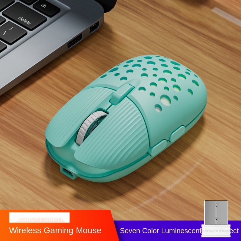 Bm900 Wireless 2.4g Desktop Computer  Mouse Charging Gaming Electronic Sports Silent Luminous Mouse Laptops Notebook Accessories Macaron Green