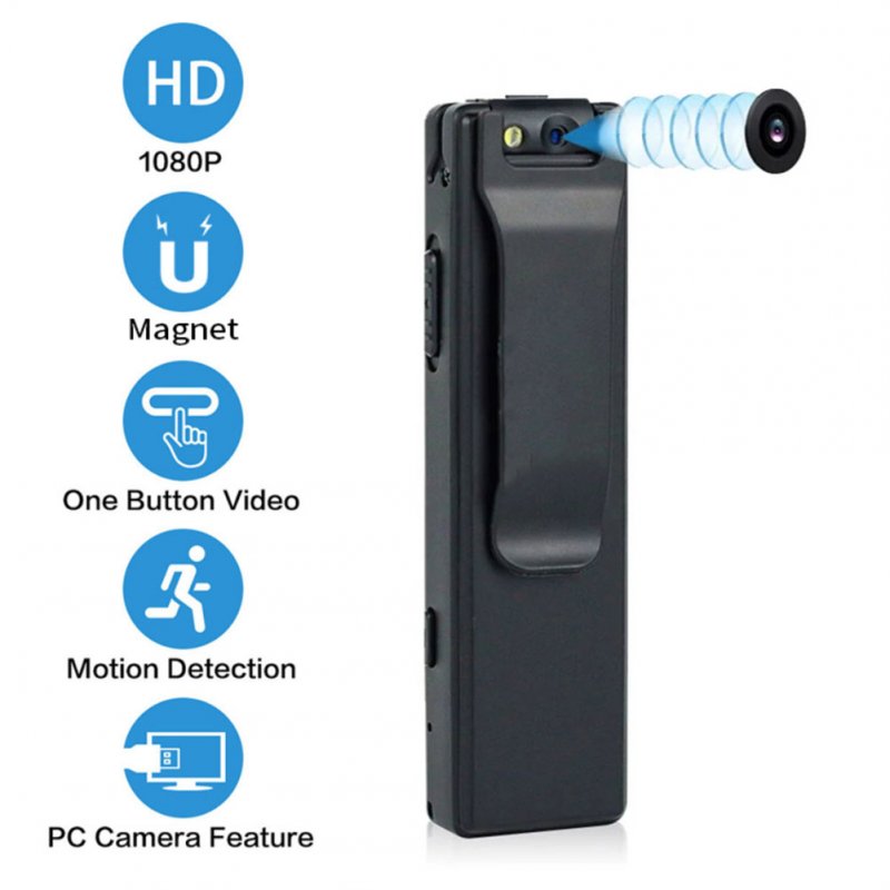 Body Camera Rotatable Lens 1080P HD Body Cam, with Back Clip 1100MAH Battery