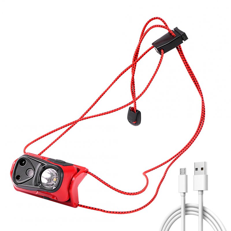 Body Motion Sensor Xpg Led  Headlamp Usb Rechargeable Camping Torch Built-in Battery Fishing Head Lamp red