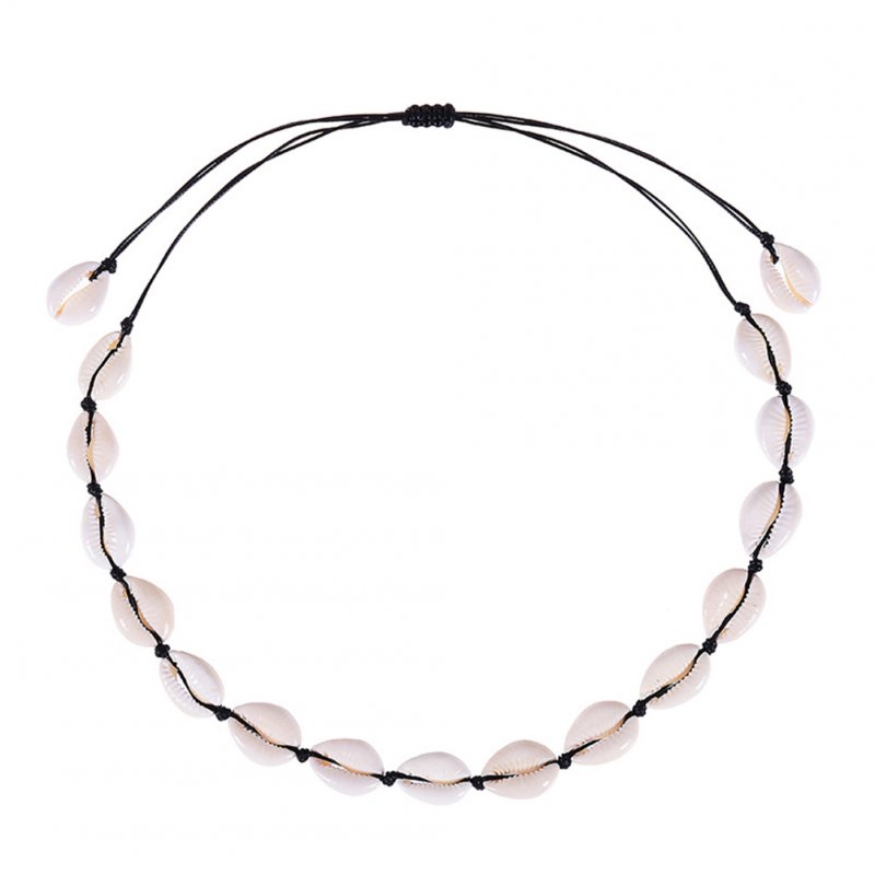 Bohemian Style Natural Shell Hand Knitting Necklace/Bracelet Black-shell necklace