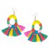 Boho Colorful Fan shaped Tassel Earrings Handmade Big Ring Long Drop Earrings Women Jewelry