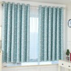 Bombax Flower Printing Curtains for Bedroom Living Room Balcony Window Shading blue_1m wide x 2m high punch