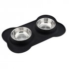 Bone Shaped Silicone Cat Dog Bowl Stainless Steel Pet Feeder Non-Skid Pet Bowls for Pets